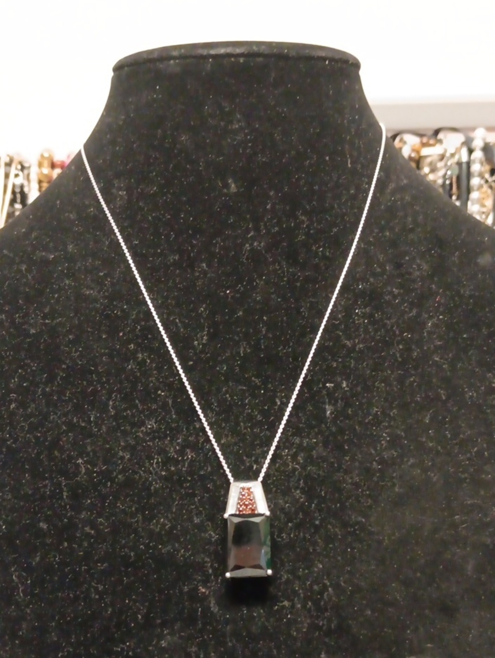 D'Joy Thai Black Spinel, Multi Gemstone Pendant Necklace in Rhodium Over 925